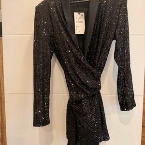 Zara Shimmering Black Sequin Jacket